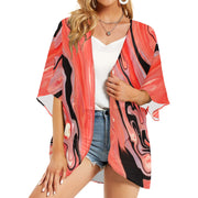 Coral Swirl Women's Chiffon Kimono