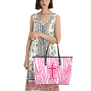 Pink Zebra Leather Christian Handbag