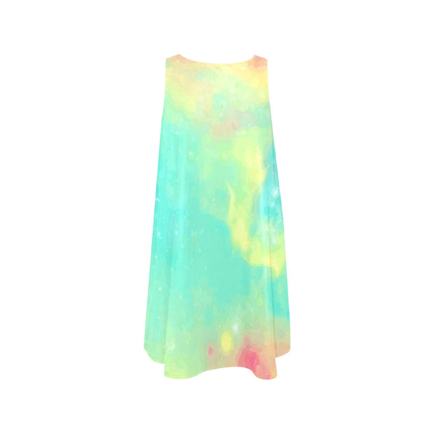 Pastel Tie-dye Women's Sleeveless A-Line Pocket Dress (D57)