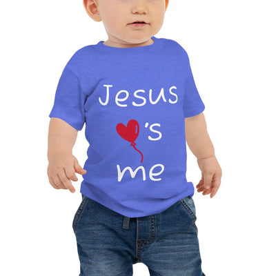 Jesus loves me Christian Tee Heather Columbia Blue