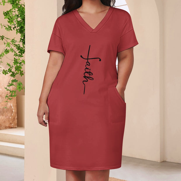 Faith Berry Loose Pocket Christian Dress