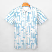 Turquoise Geo Short Sleeve Christian Polo Shirt