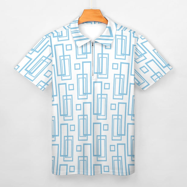 Turquoise Geo Short Sleeve Christian Polo Shirt