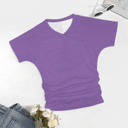 Assorted Spring Colors V-neck pleated T-shirt