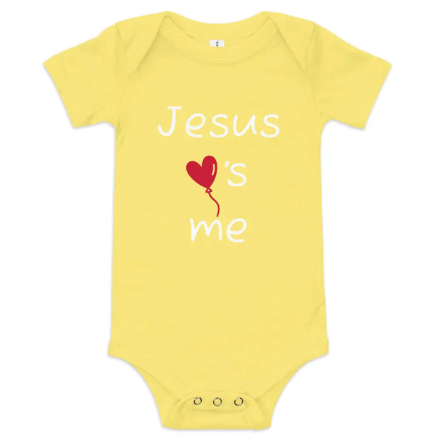 Jesus Loves Me Christian Onesie Yellow