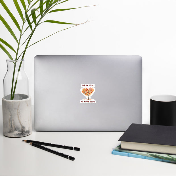 Jesus Never Leaves Christian Sticker