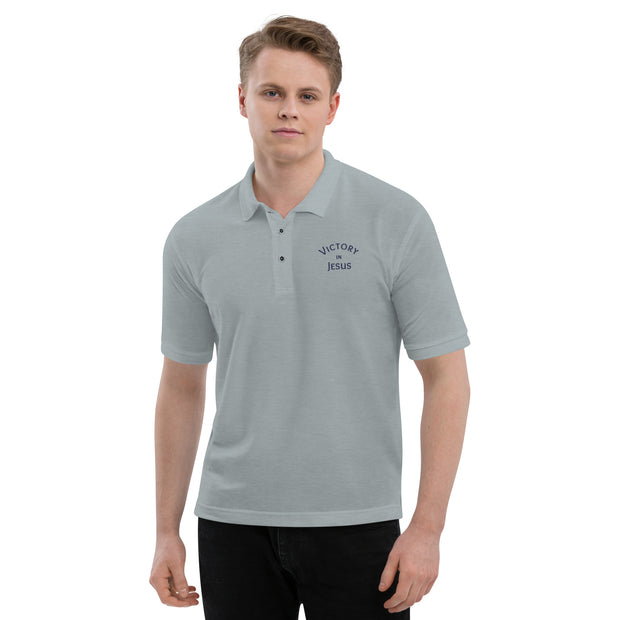 Victory in Jesus Men's Premium Christian Polo Shirt