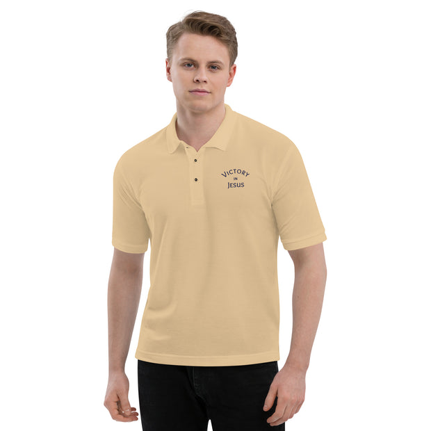 Victory in Jesus Men's Premium Christian Polo Shirt