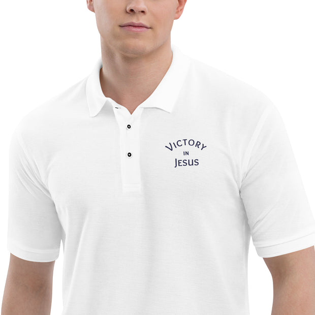 Victory in Jesus Men's Premium Christian Polo Shirt