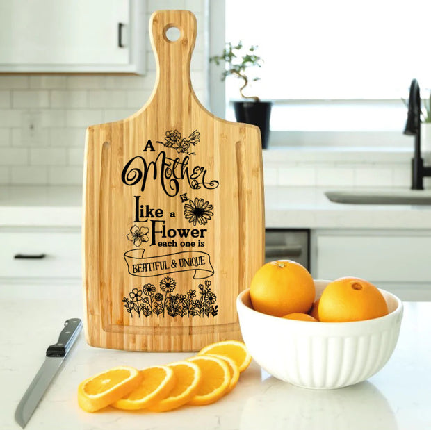 Mother is Like a Flower Large Handle Cutting Board