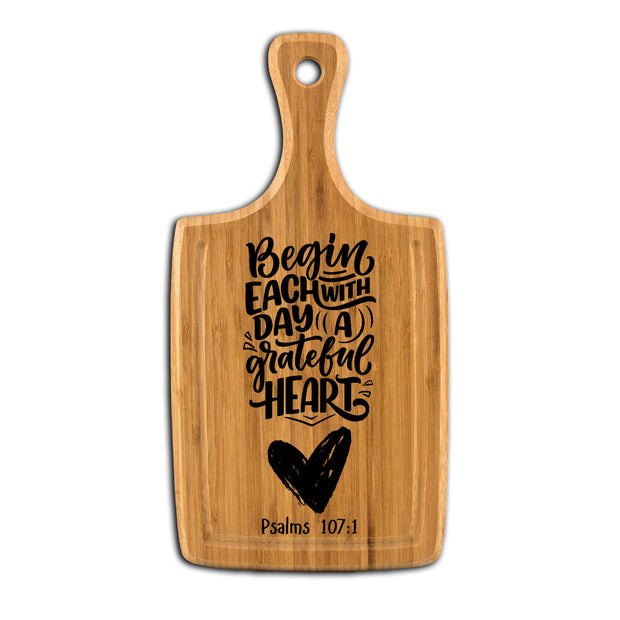 Grateful Heart Large Handle Cutting Board