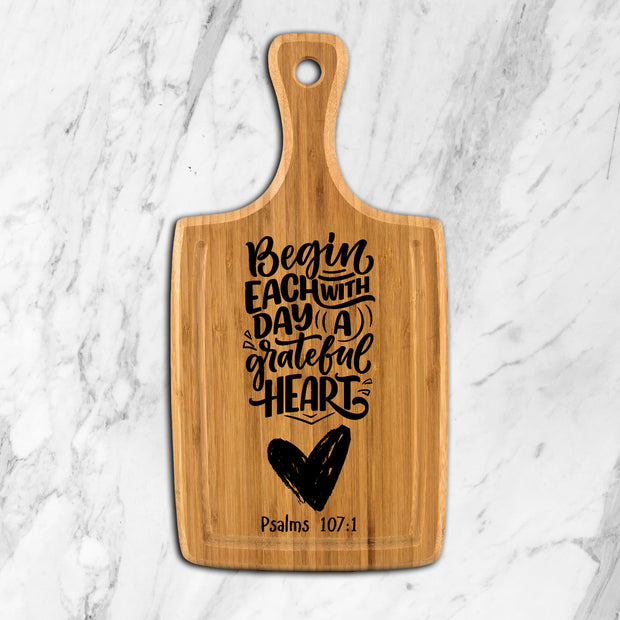 Grateful Heart Large Handle Cutting Board