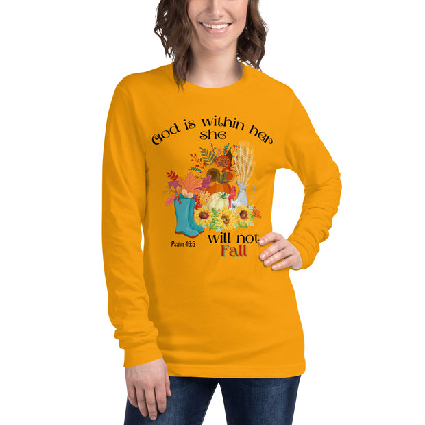 Psalm 46:5 Long Sleeve Christian Tee Mustard