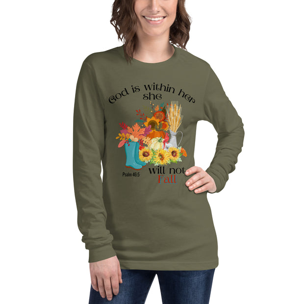 Psalm 46:5 Long Sleeve Christian Tee Olive