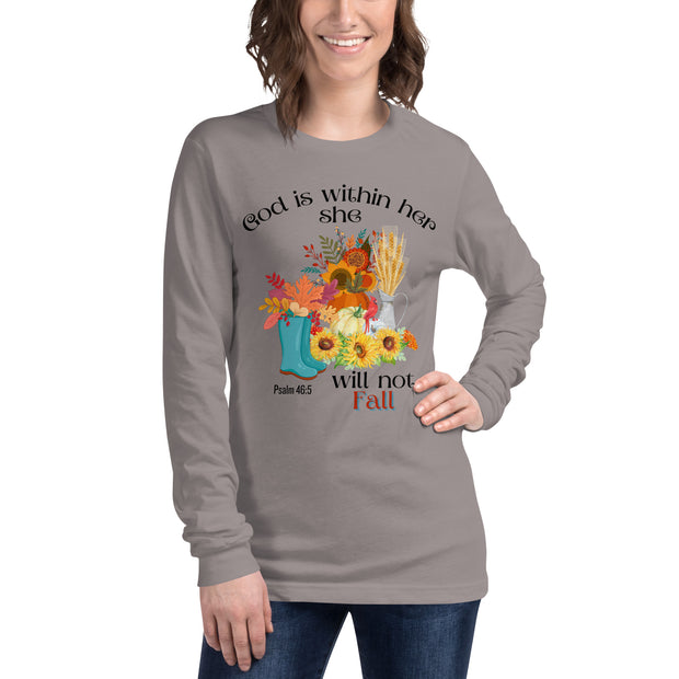 Psalm 46:5 Long Sleeve Christian Tee Pebble