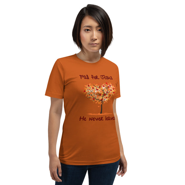Jesus Never Leaves Christian T-shirt