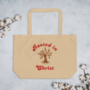 Rooted in Christ Large Organic Christian Tote 